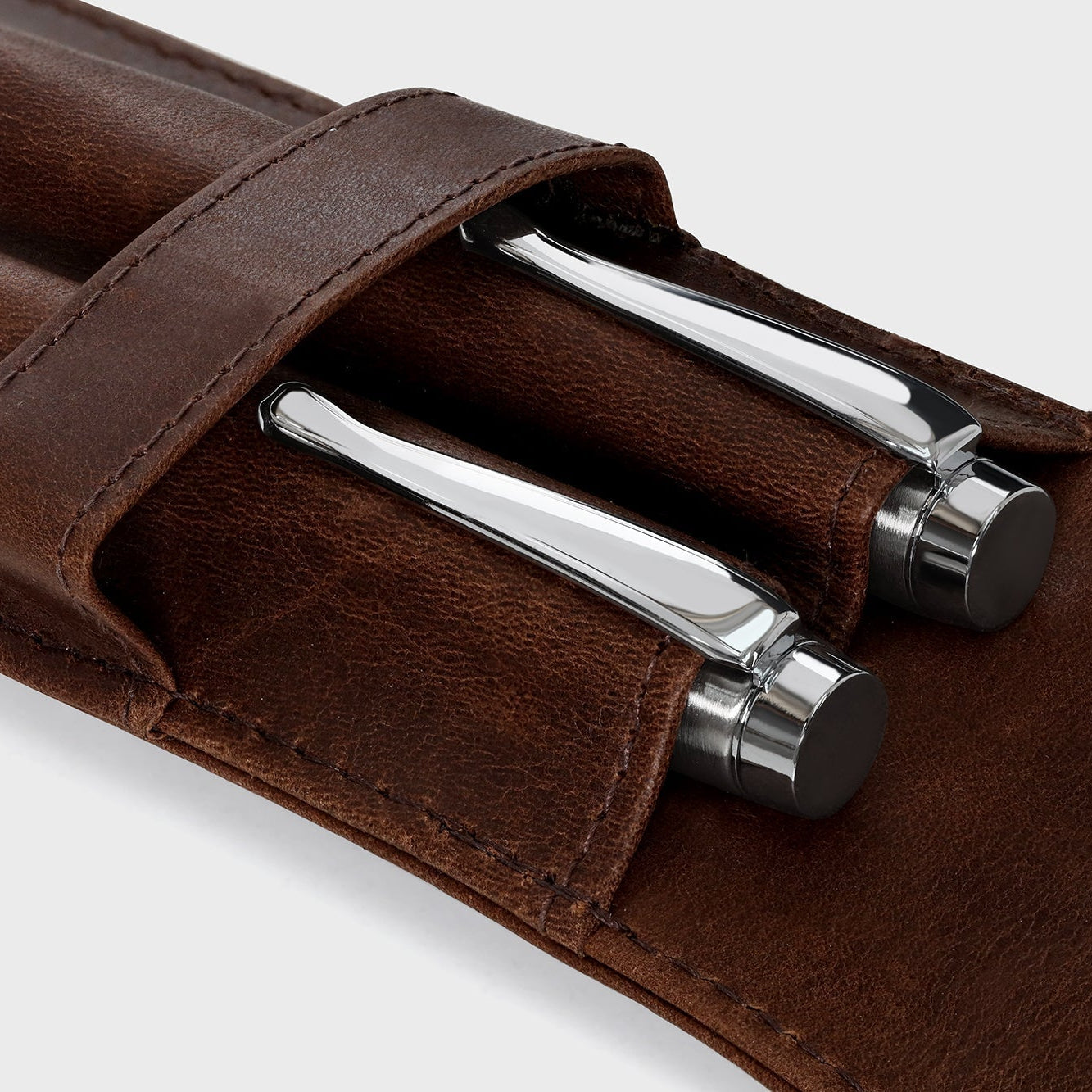 Pen and Pencil set with Leather Case - Brown