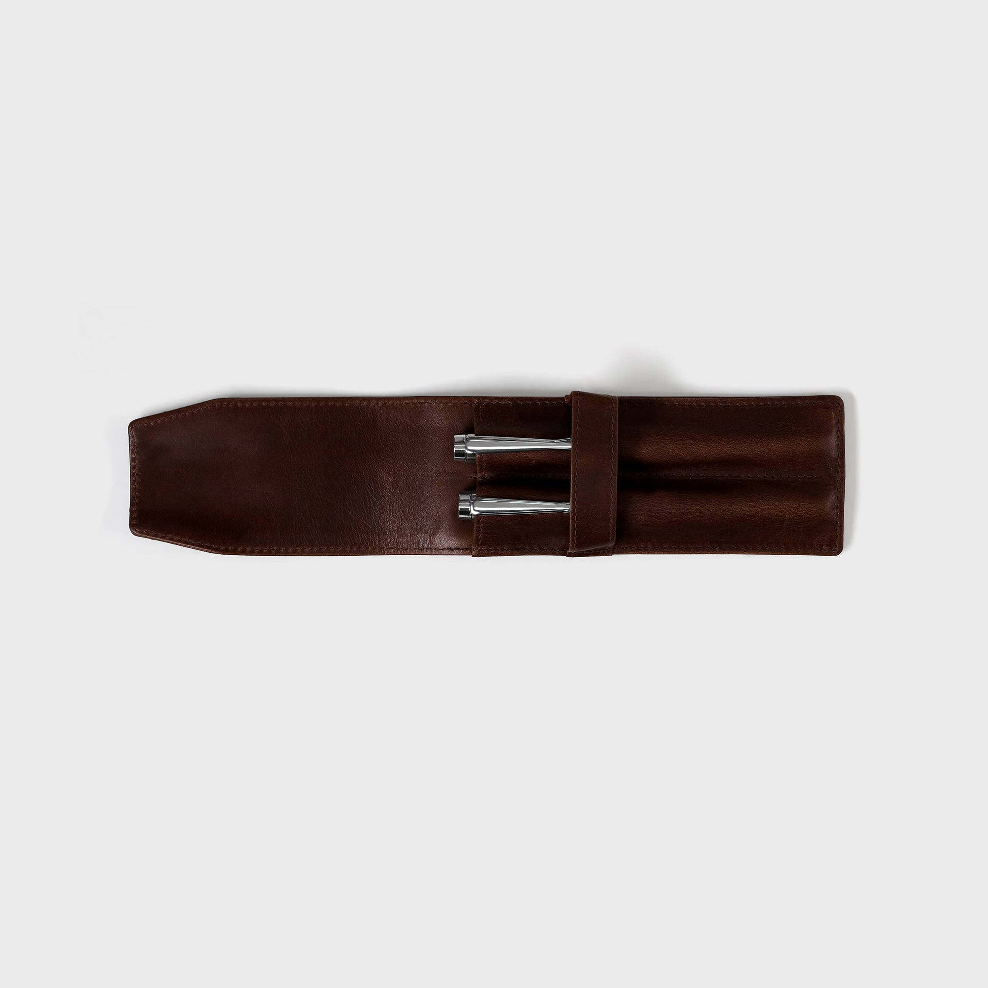 Pen and Pencil set with Leather Case - Brown