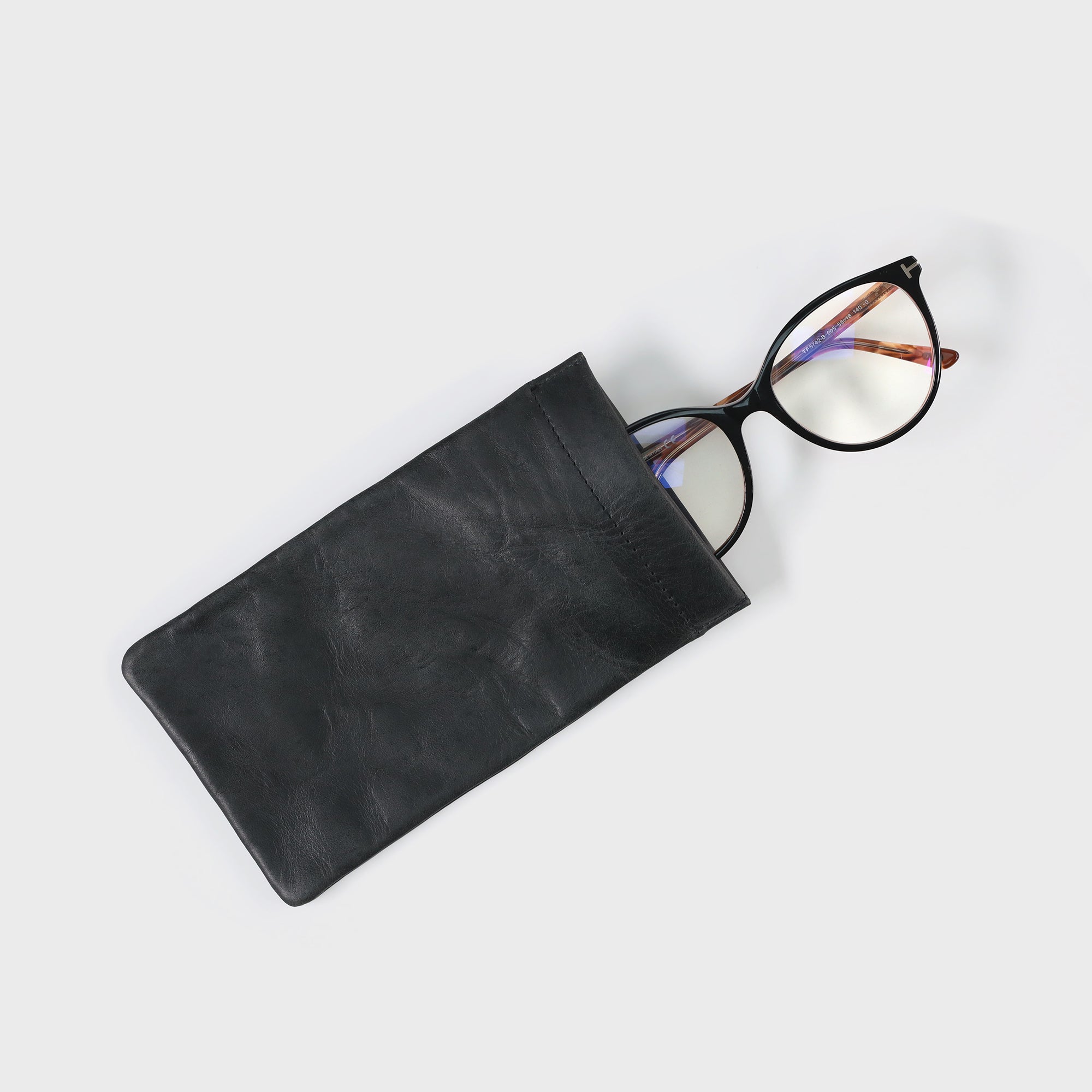 Leather Glasses Slip - Black