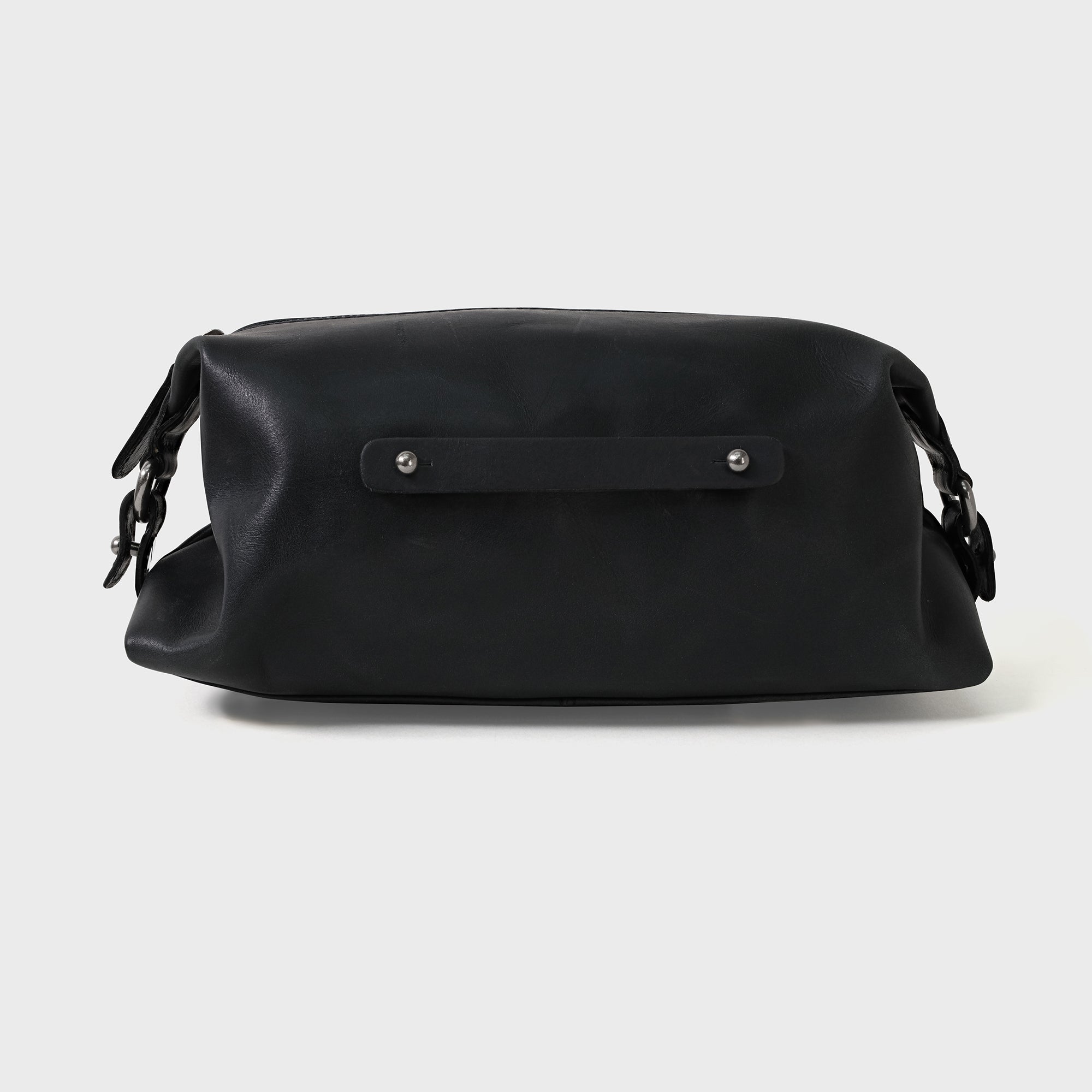 Collar Stud Leather Washbag - Black