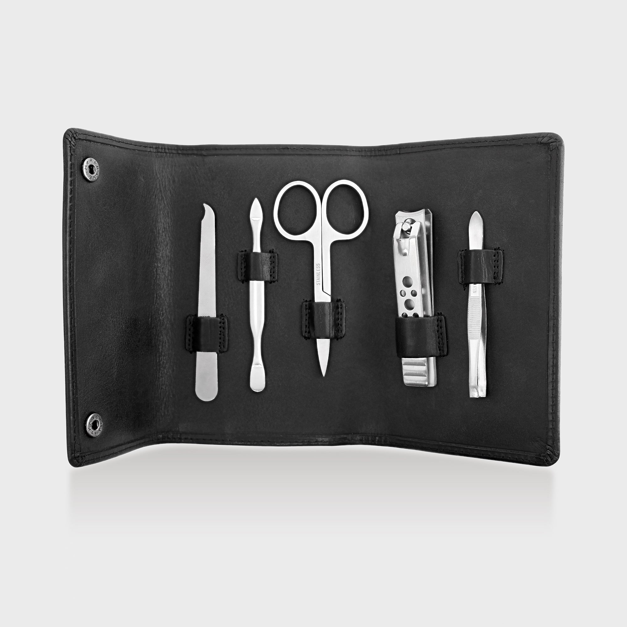 Leather Manicure Grooming Set - Black