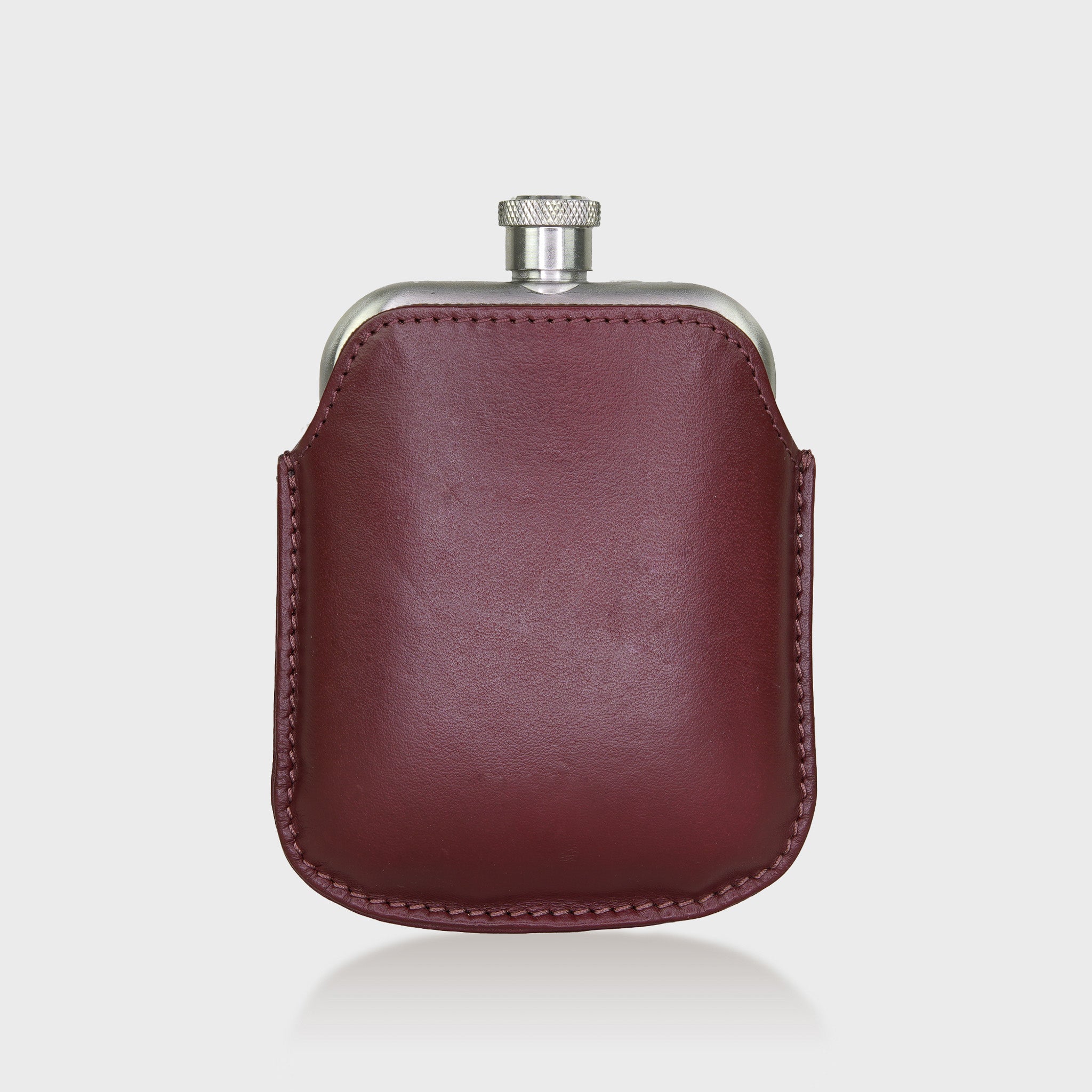 Stainless Steel Hip Flask With Leather Sleeve - Cherry