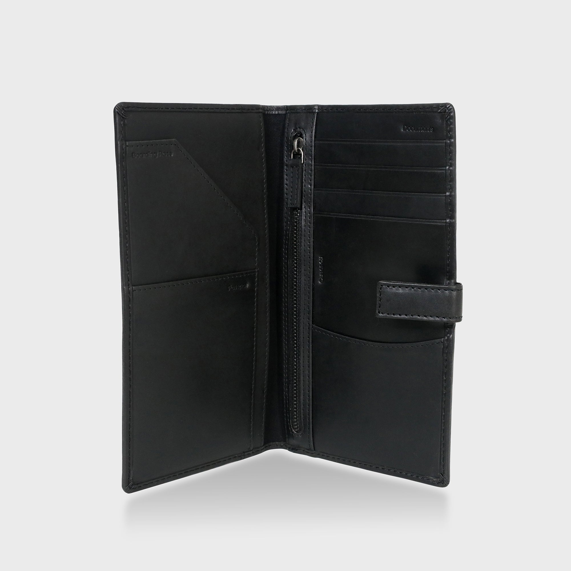 Leather Travel Wallet - Black