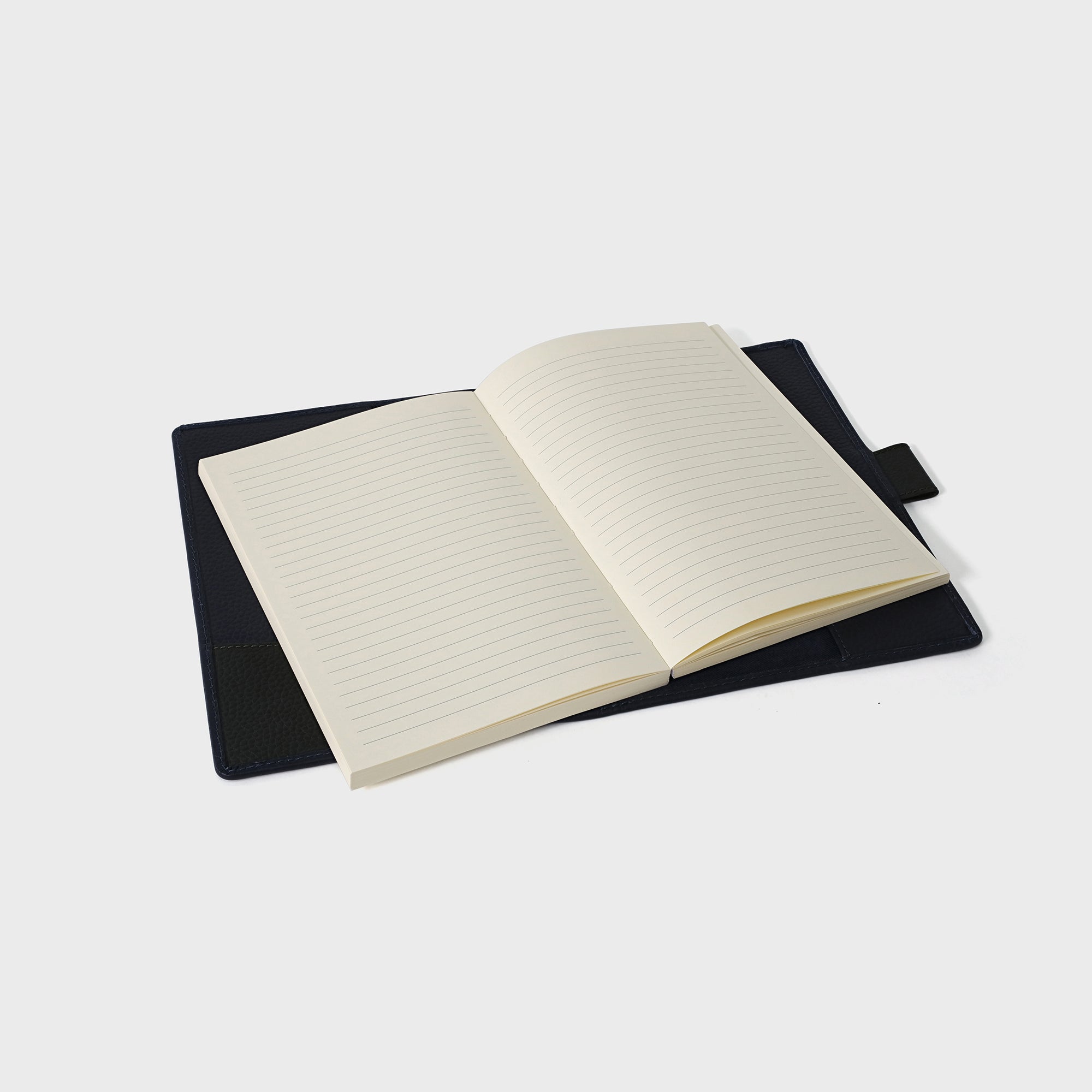 Pebble Grain Leather Notebook - Navy / Bottle Green
