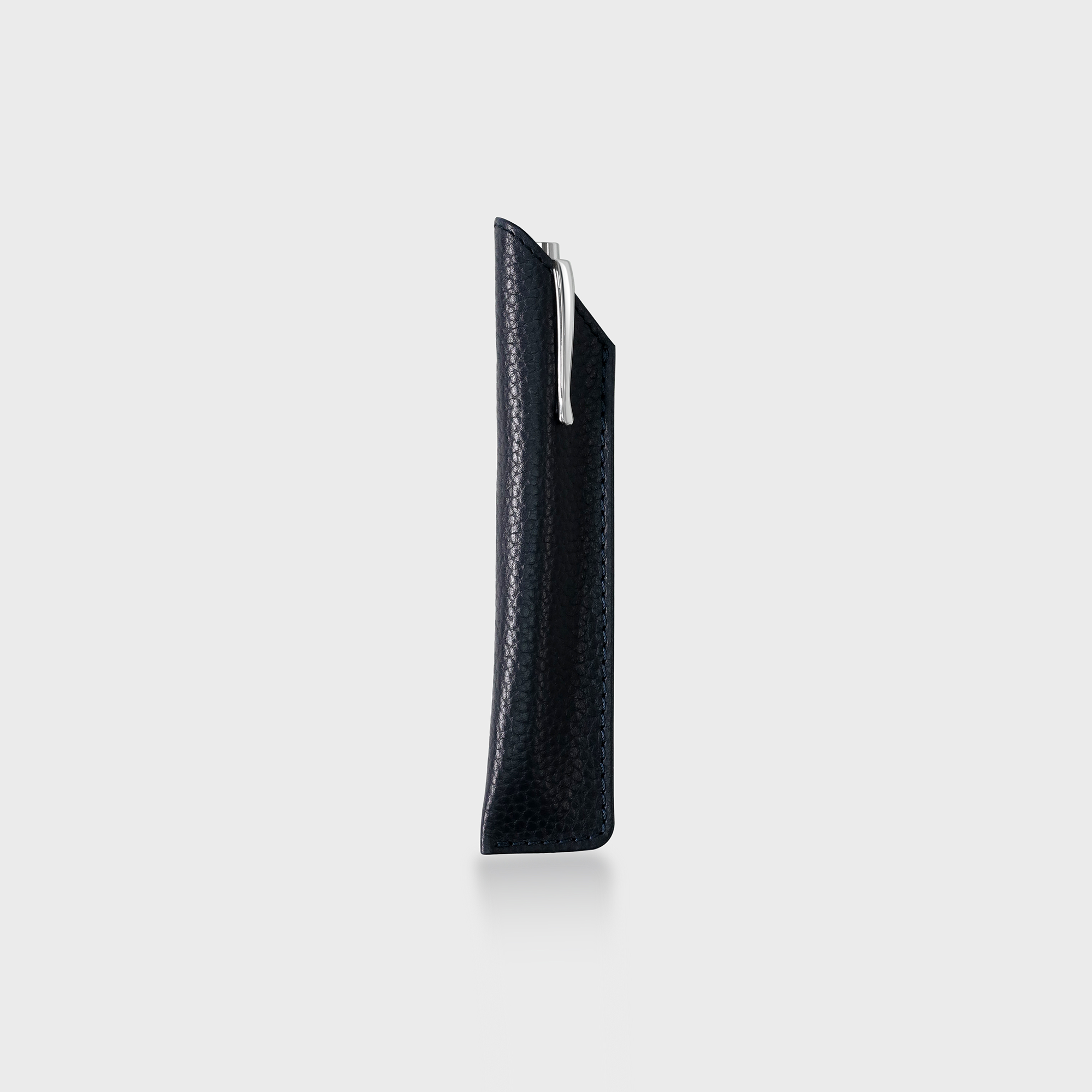 Pebble Grain Leather Pen Holder - Navy