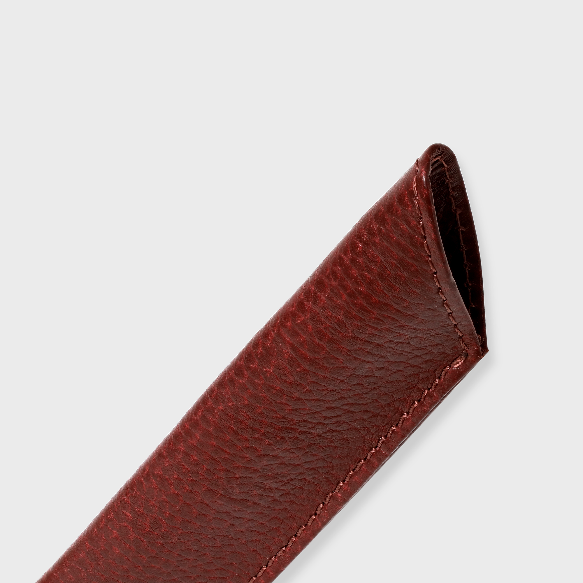 Pebble Grain Leather Pen Holder - Cherry Red