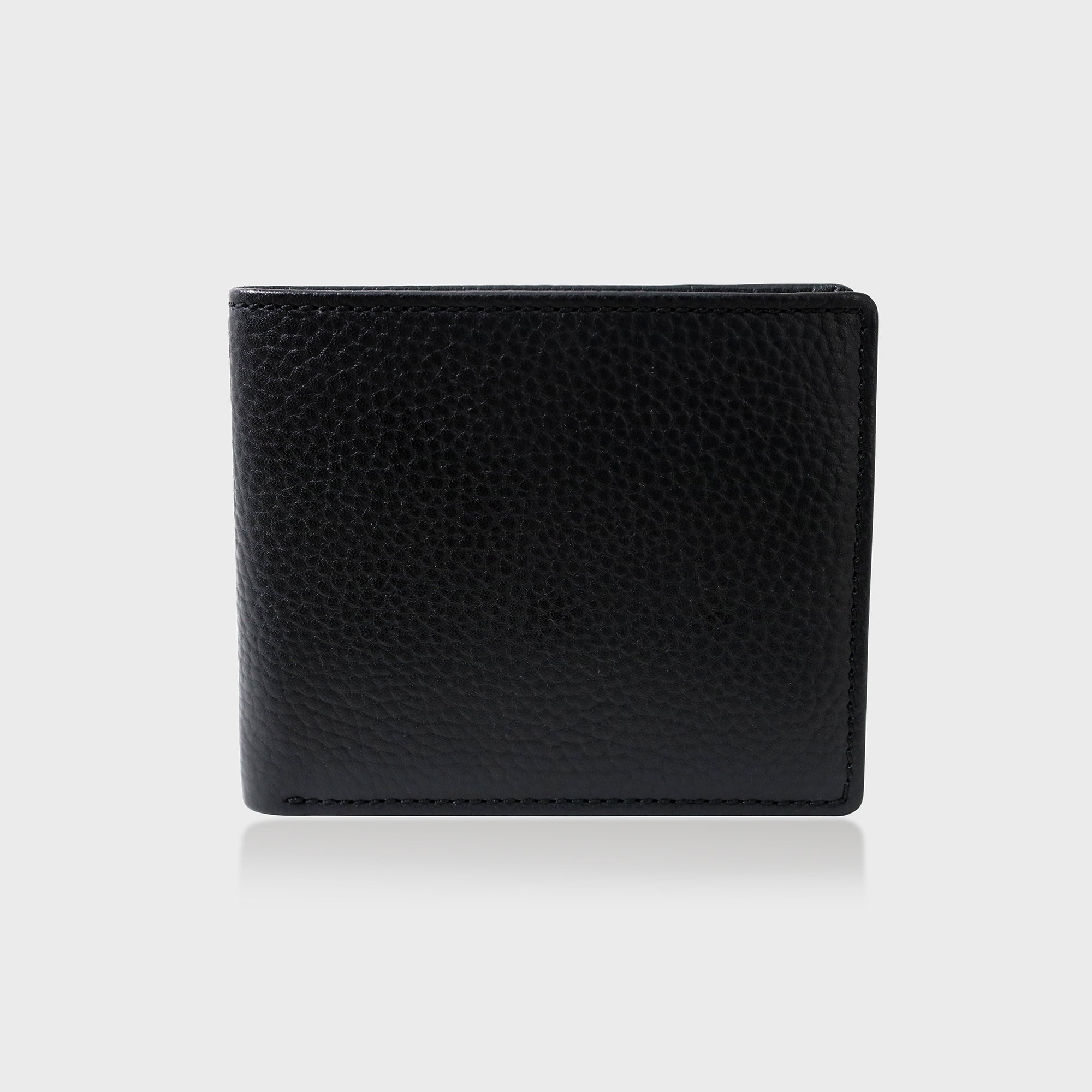 Pebble Grain Leather BiFold Wallet - Black / Tan