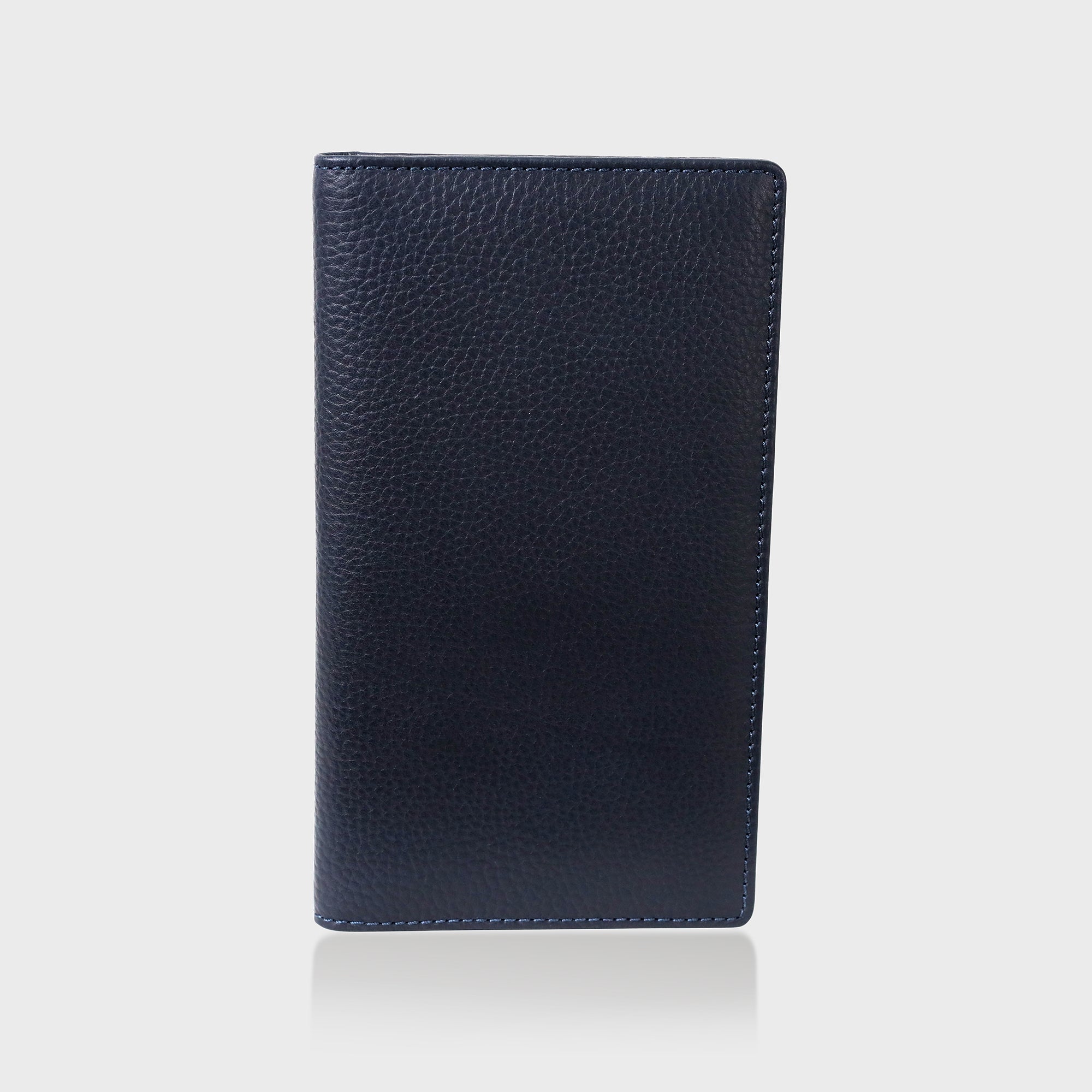 Pebble Grain Leather Travel Wallet - Navy / Green