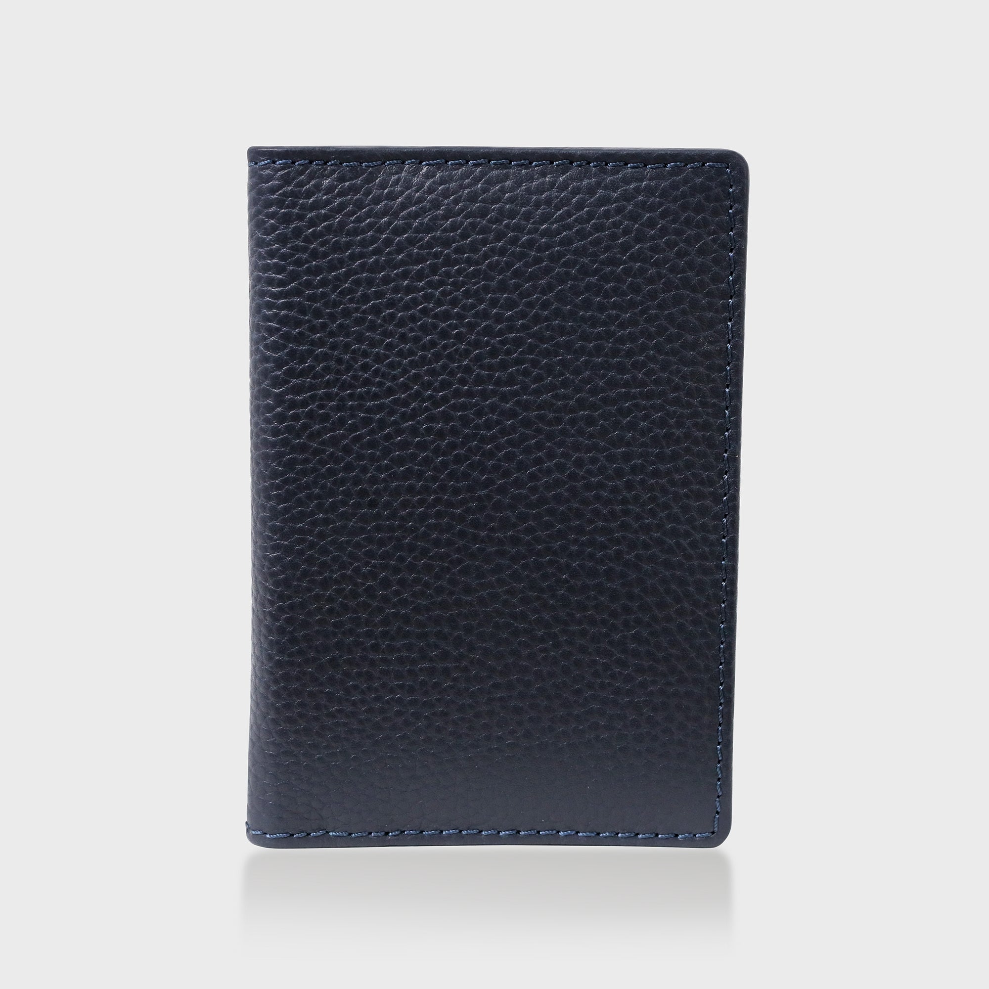 Pebble Grain Leather Passport Holder - Navy / Green