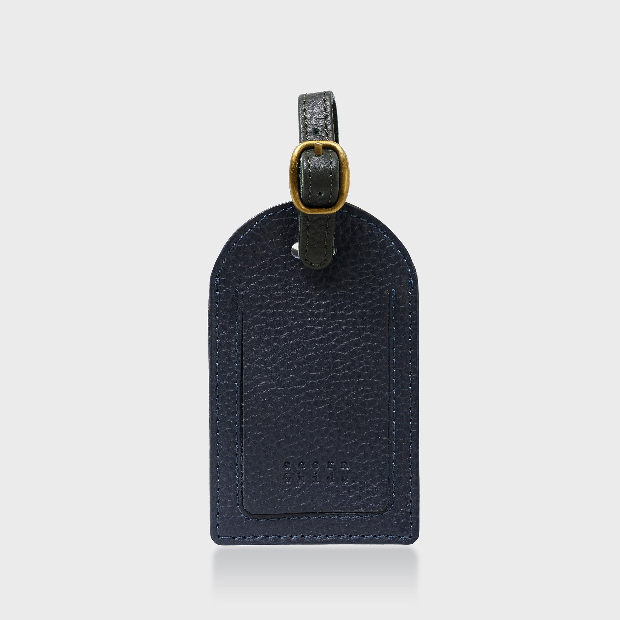 Pebble Grain Leather Luggage Tag - Navy / Green