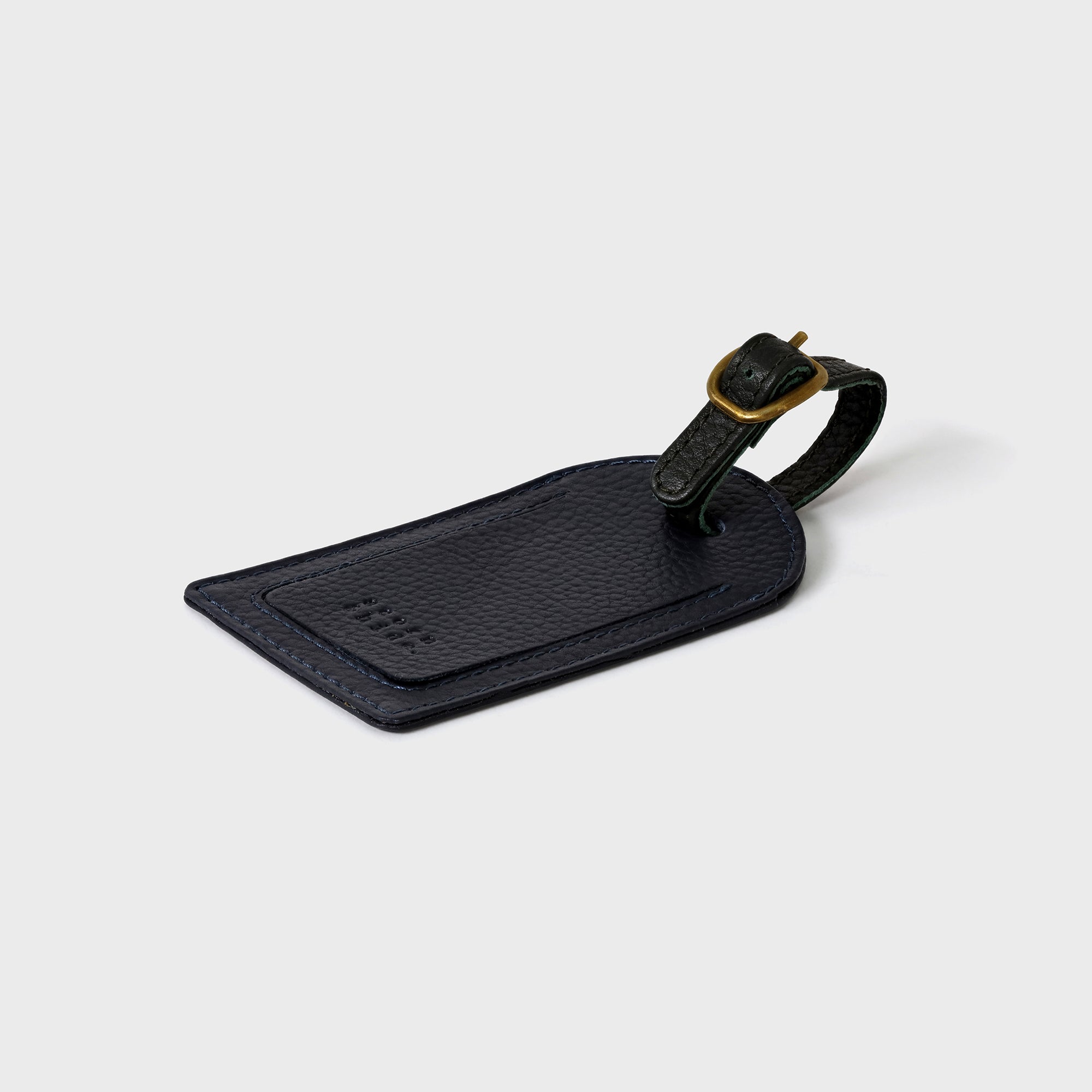 Pebble Grain Leather Luggage Tag - Navy / Green