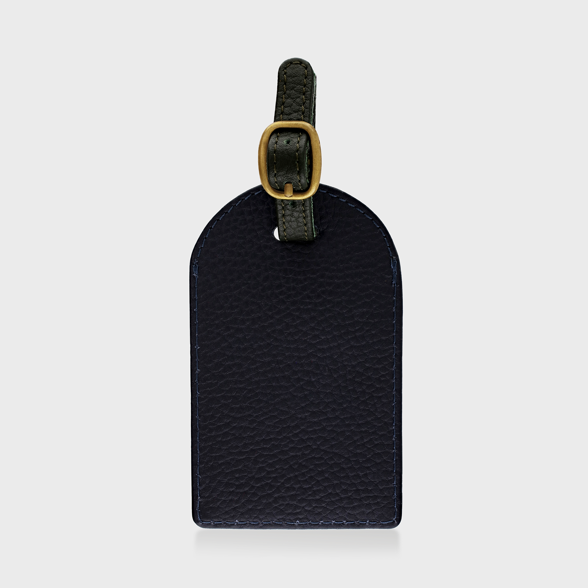 Pebble Grain Leather Luggage Tag - Navy / Green