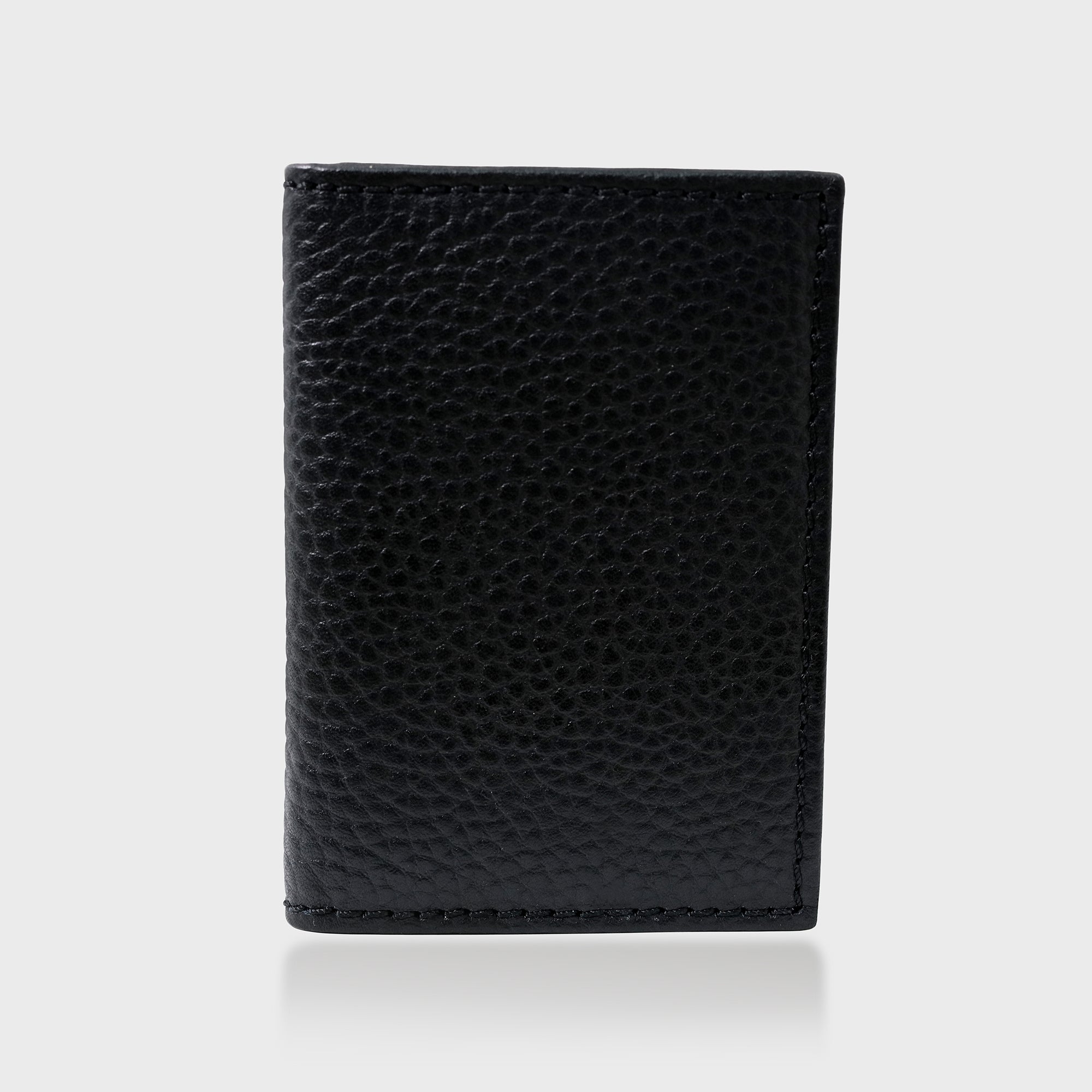 Pebble Grain Leather Bifold Card Holder - Black / Navy / Green