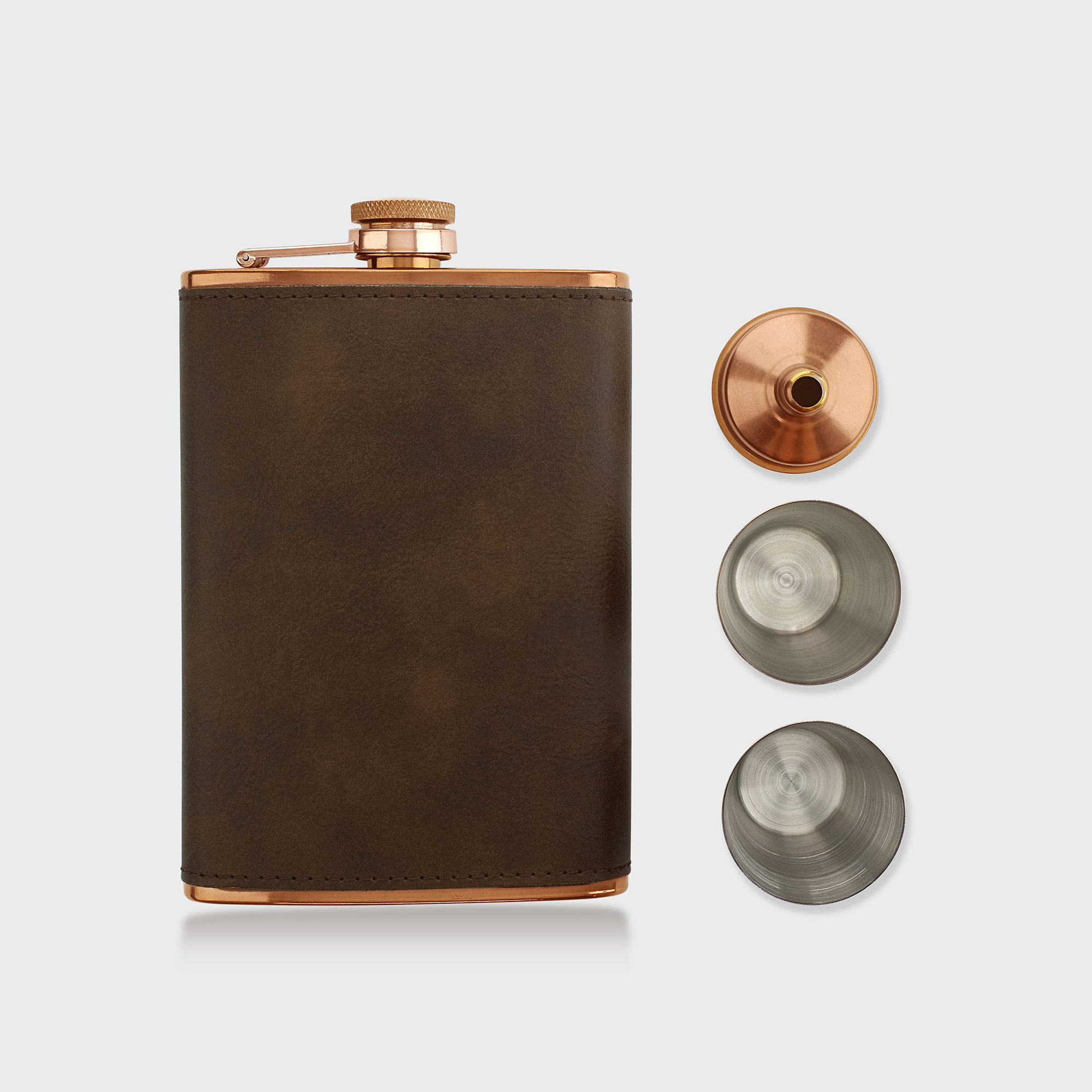 Copper Hip Flask Set with Funnel & Shot Cups