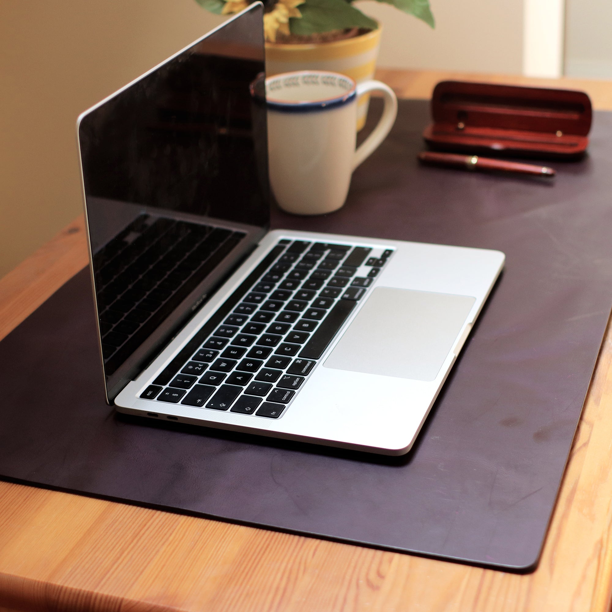 Leather Desk Mat - Burgundy