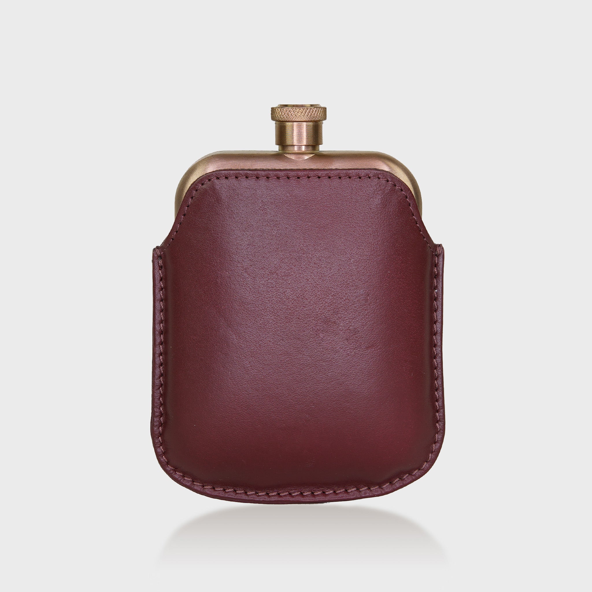 Copper Hip Flask With Leather Sleeve - Cherry