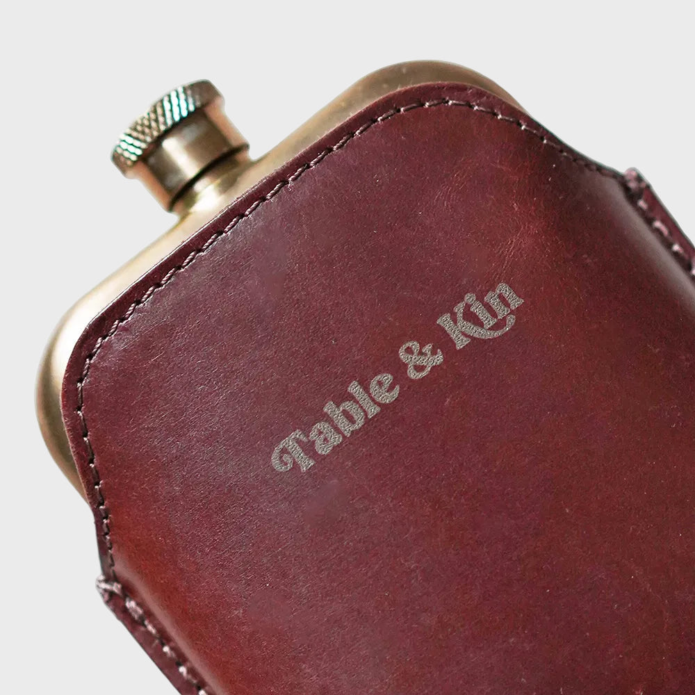 Copper Hip Flask With Leather Sleeve - Cherry