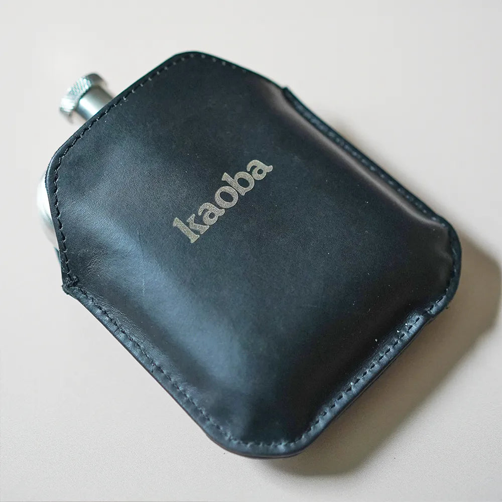 Stainless Steel Hip Flask With Leather Sleeve - Black