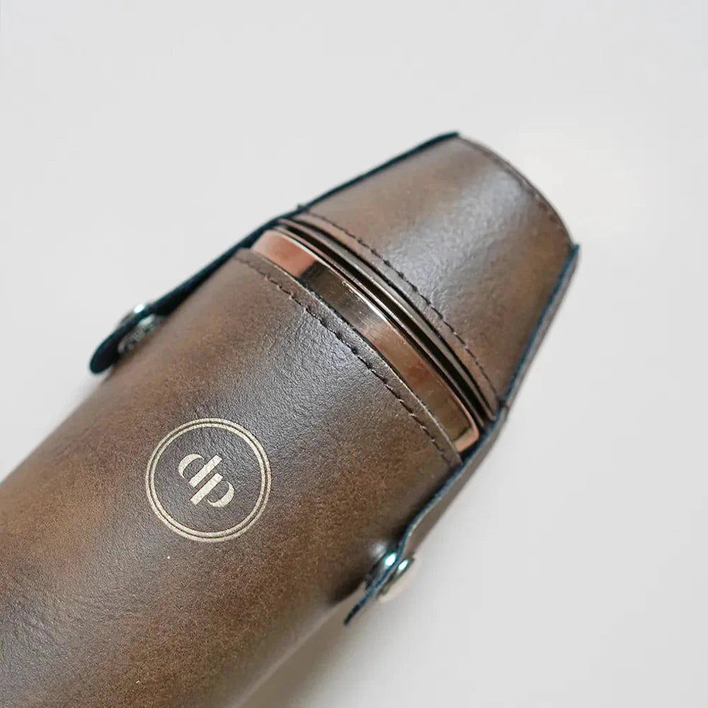Hunters Flask With Shot Cups - Brown / Copper
