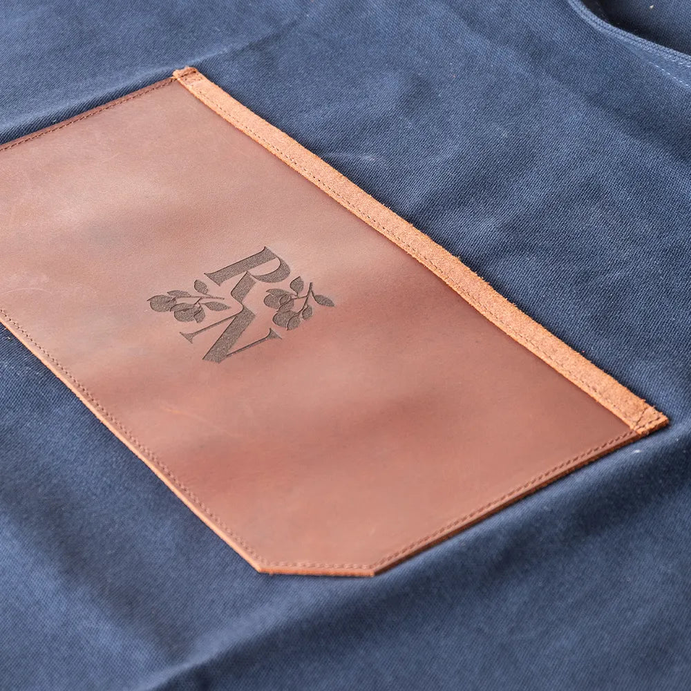 Leather and Canvas Apron - Navy
