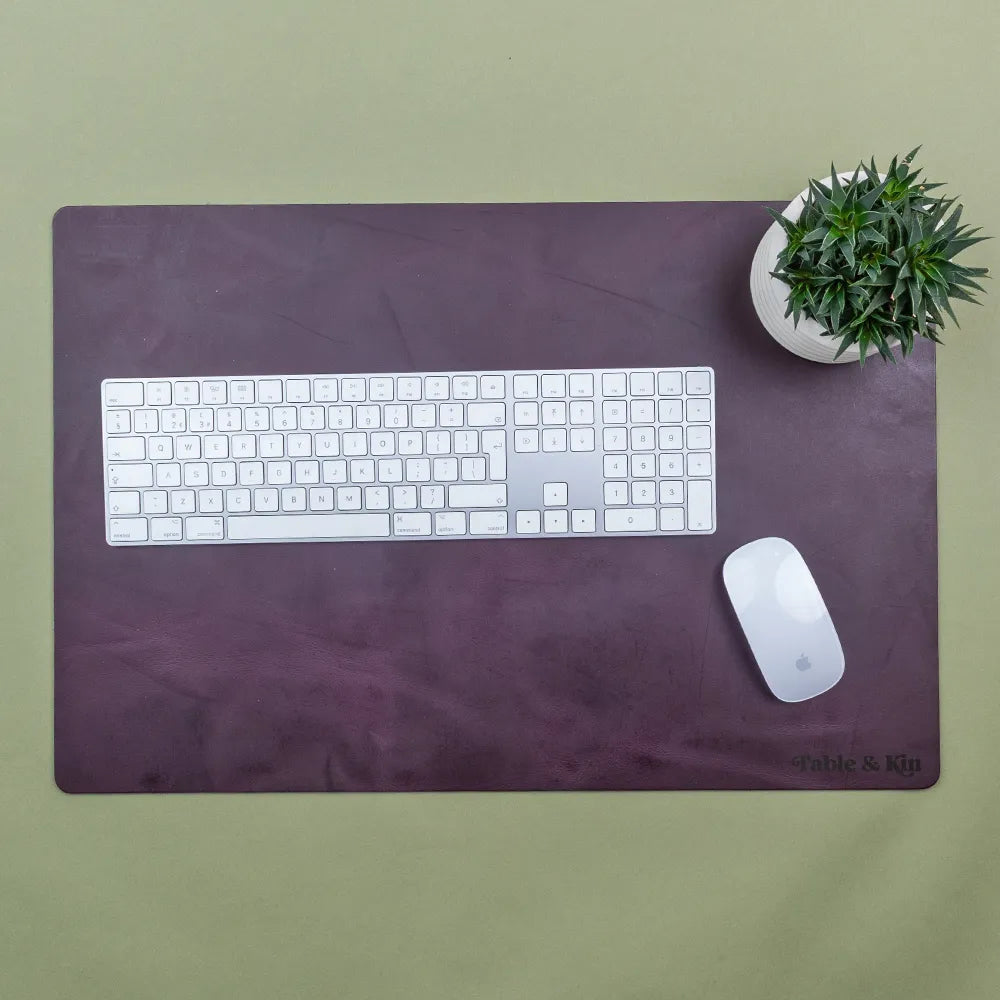 Leather Desk Mat - Burgundy